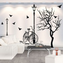 Vinilo decorativo otoño en bicicleta